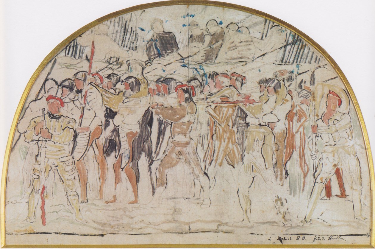  Kompositionsstudie zum Ruckzug von Marignanon av Ferdinand Hodler