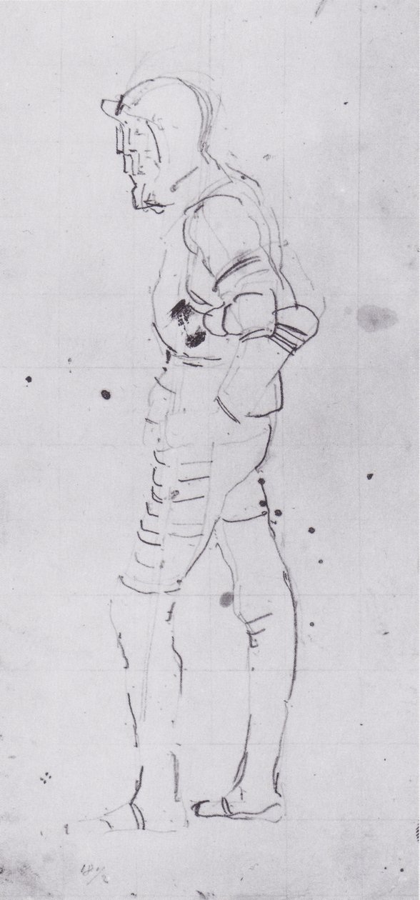  Stehender Krieger nach linksn av Ferdinand Hodler