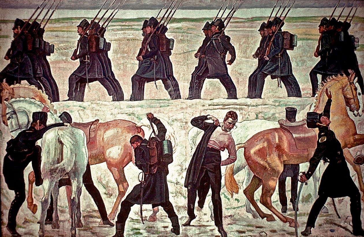 Aufbruch der Jenenser Studenten in den Freiheitskrieg  av Ferdinand Hodler