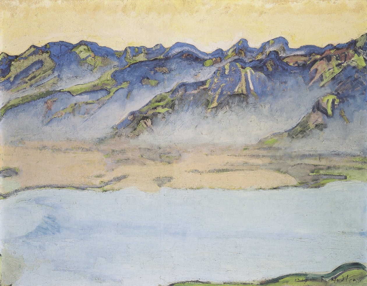 Aufsteigender nebel über den Savoyer Alpen av Ferdinand Hodler