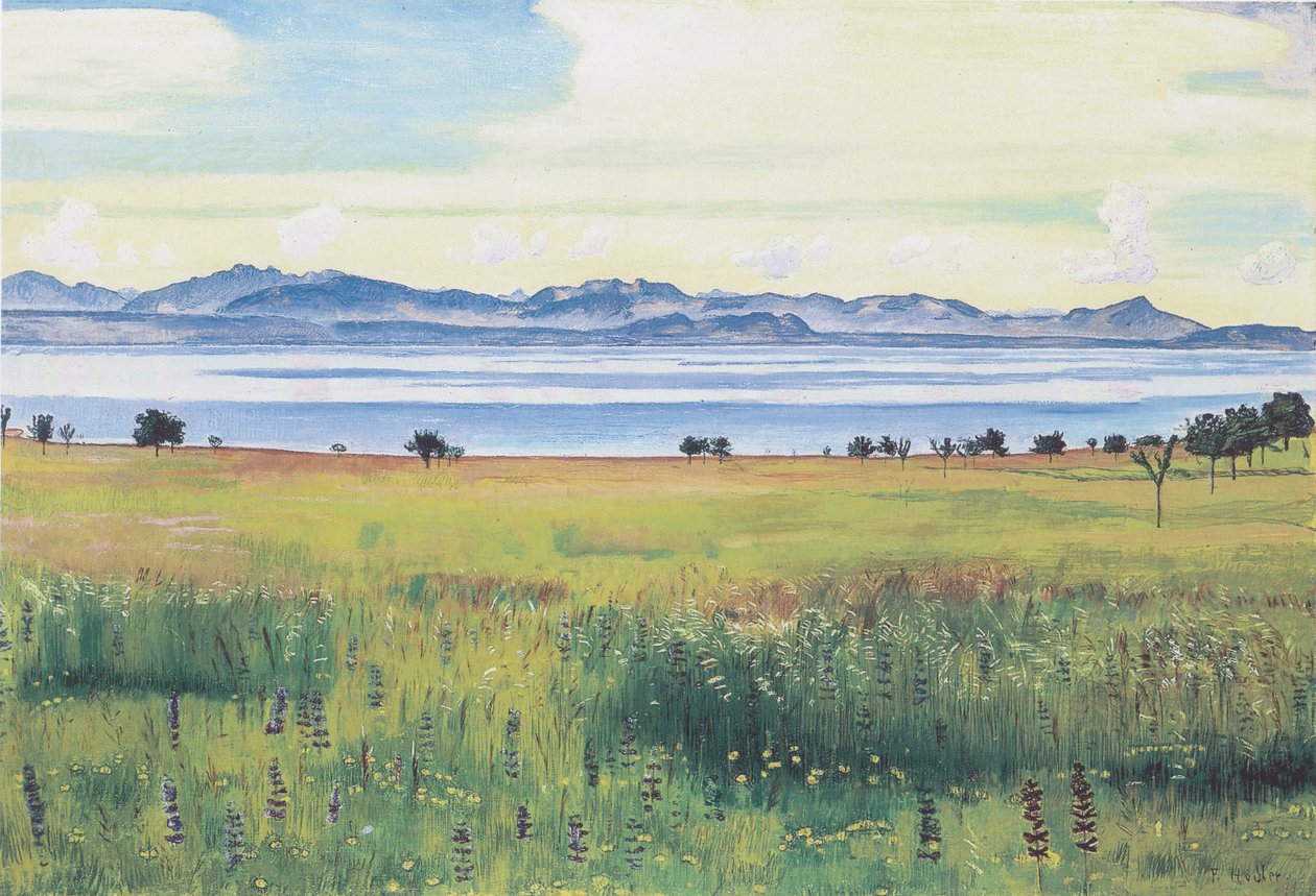 Der Genfersee von St Prex aus av Ferdinand Hodler