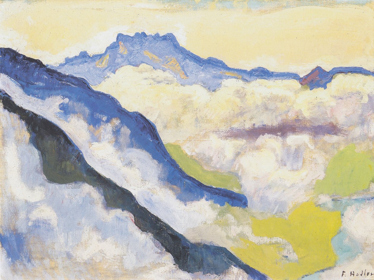 Dents du Midi von Caux aus av Ferdinand Hodler