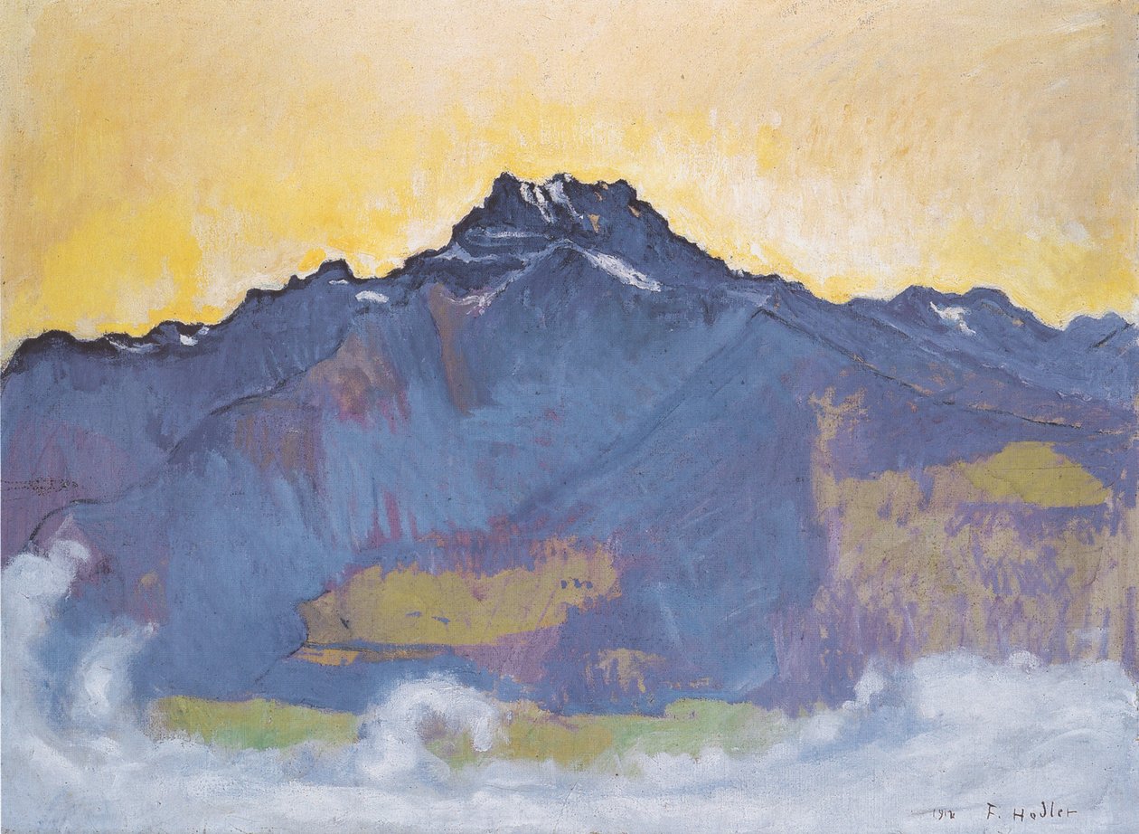 Die Dents du Midi von Chesières aus av Ferdinand Hodler