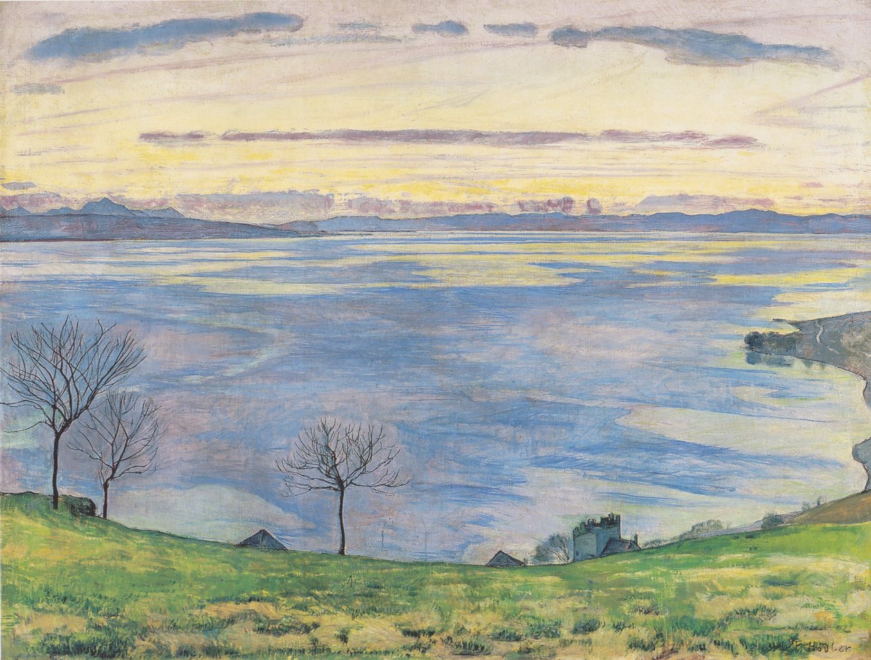 Genfersee am Abend von Chexbres aus av Ferdinand Hodler