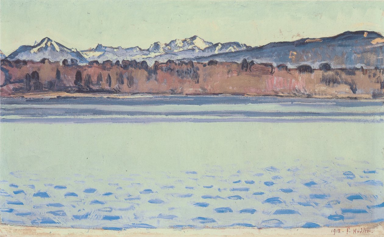 Genfersee mit Mont-Blanc am Nachmittag av Ferdinand Hodler