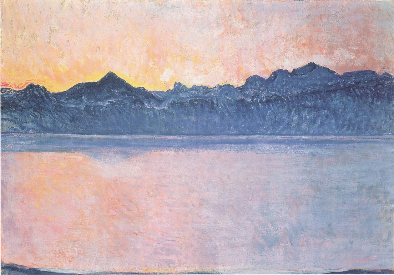 Genèvesjön med Mont-Blanc i morgonljuset av Ferdinand Hodler