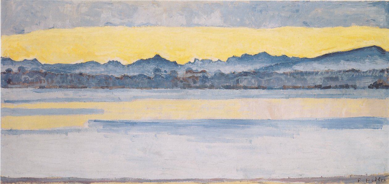 Genfersee mit Mont-Blanc in der Morgendämmerung1 av Ferdinand Hodler