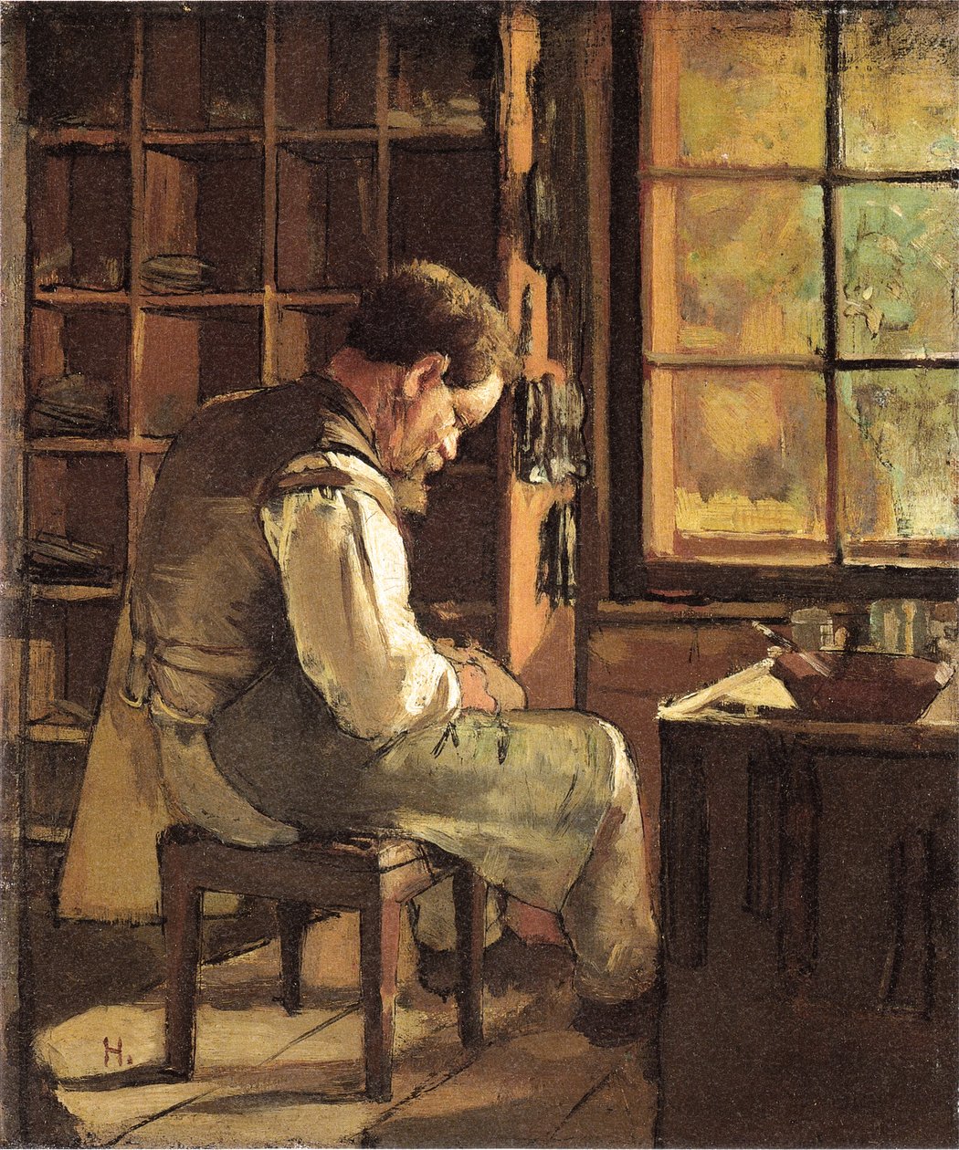 Skomakare vid fönstret av Ferdinand Hodler