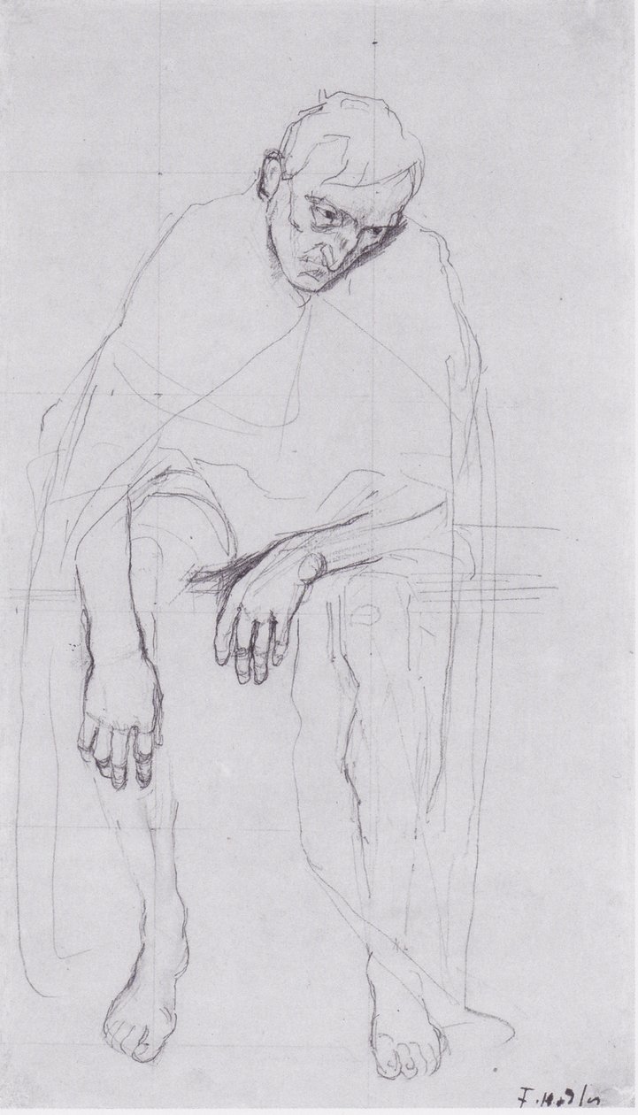 Sitzender Greis - Studie zu den Enttauschten Seelen oder zu den Lebenmudenn. av Ferdinand Hodler