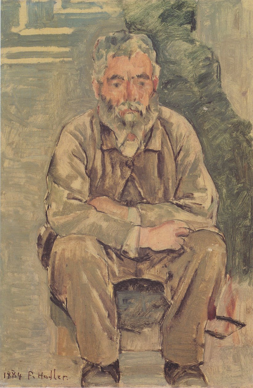 Sitter skäggig man av Ferdinand Hodler