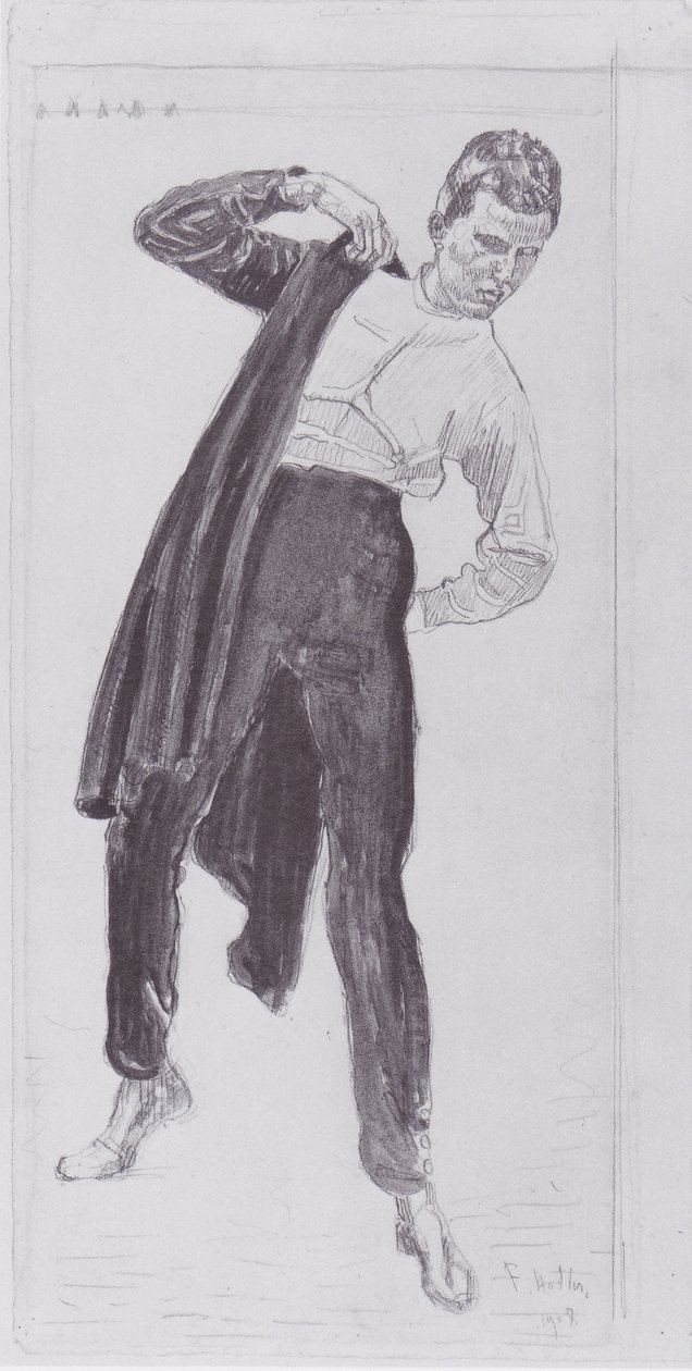 Student som tar på sig sin tunika av Ferdinand Hodler