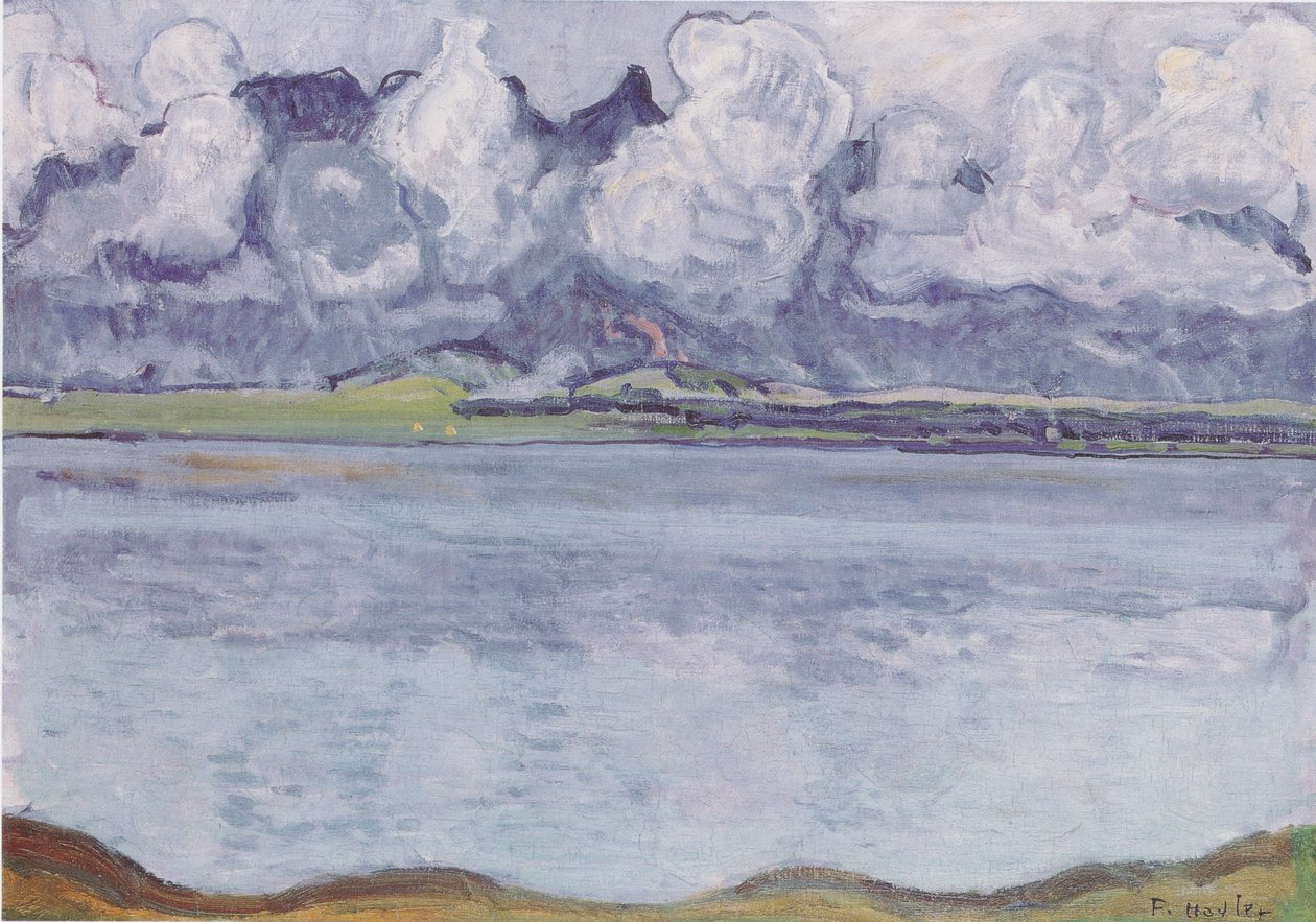 Thunersee mit Stockhornkette in Wolken av Ferdinand Hodler