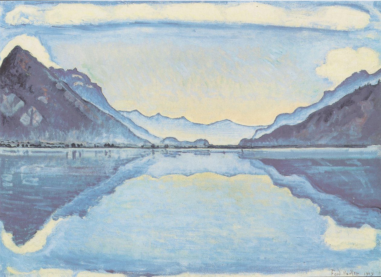 Thunersee mit symmetrischer Spiegelung av Ferdinand Hodler