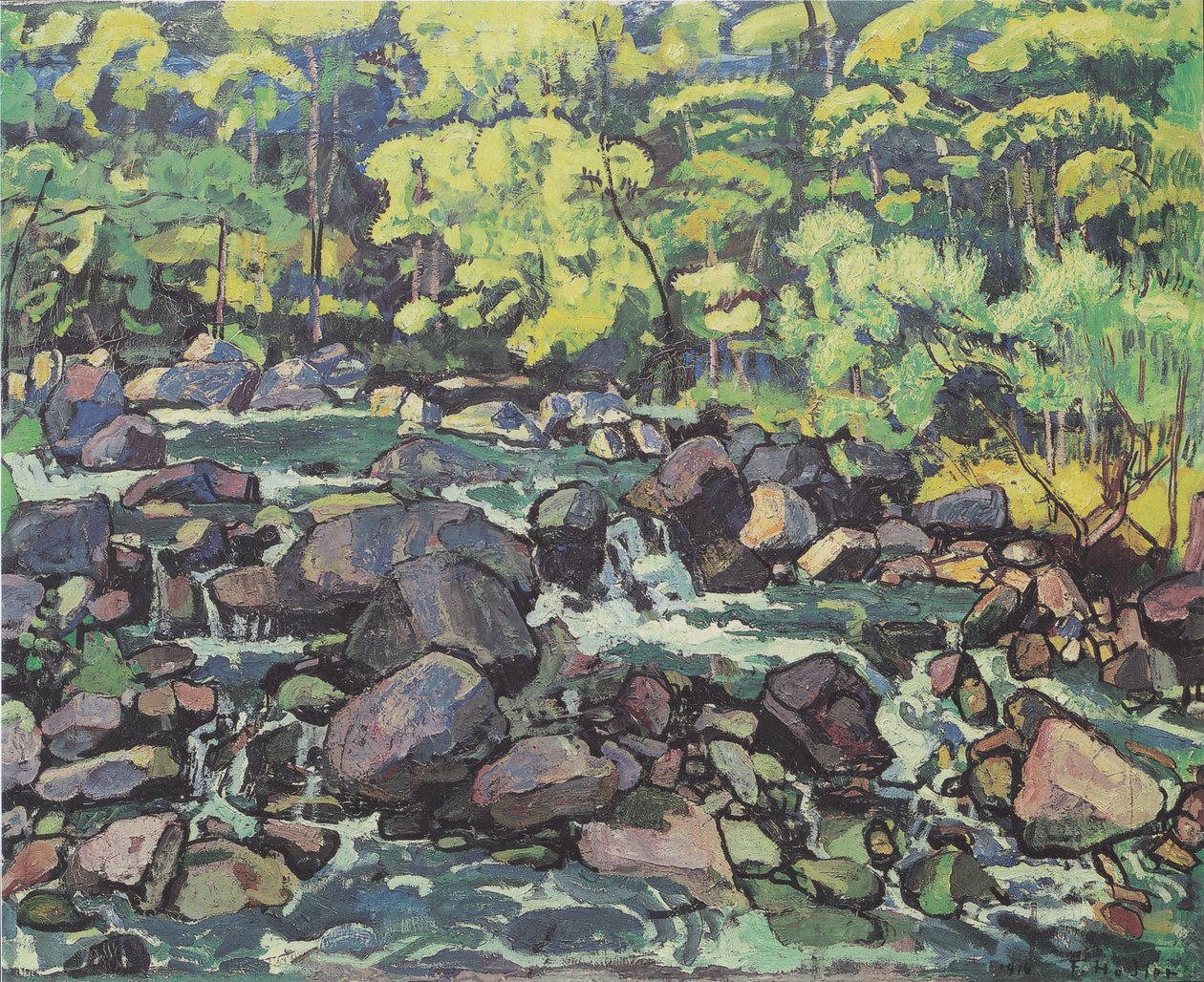 Waldbach bei Champéry av Ferdinand Hodler