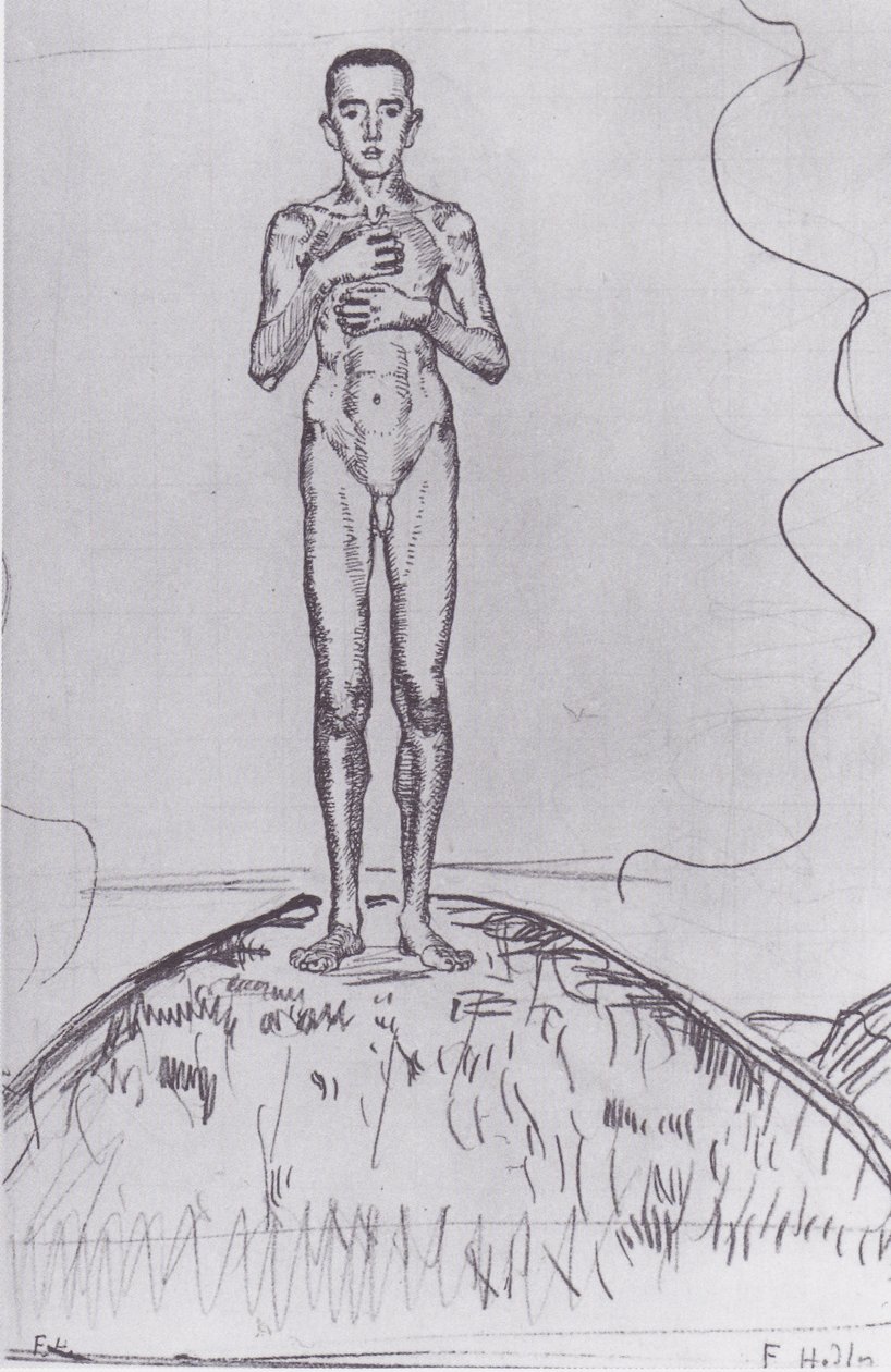 Young Man standing on a hill av Ferdinand Hodler