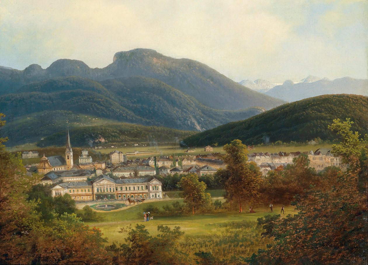 Utsikt över Ischl och Kaiservilla, med Dachstein i bakgrunden av Ferdinand Lepie
