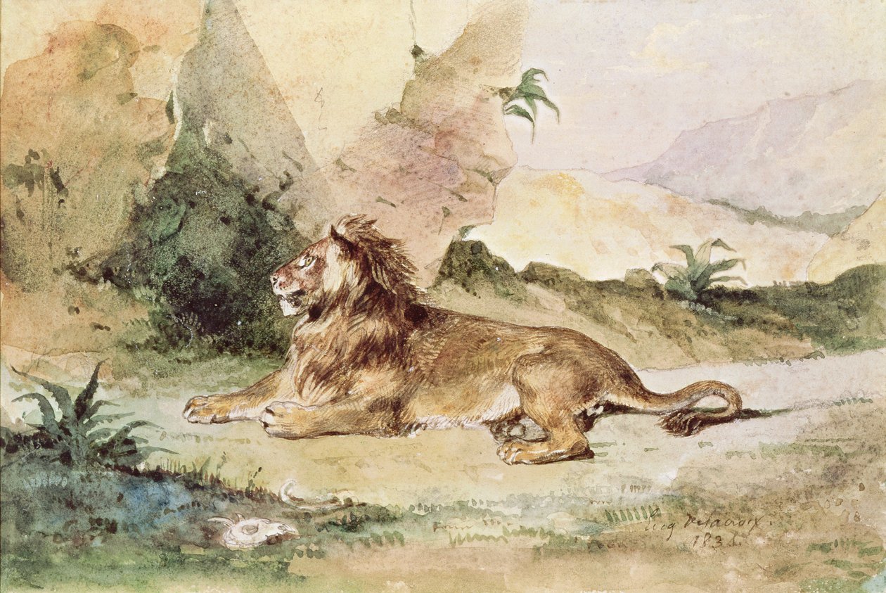 Ett lejon i öknen, 1834 av Ferdinand Victor Eugene Delacroix