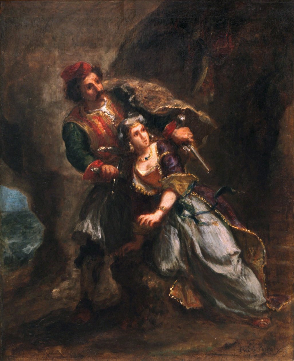 Abydos fiancee av Ferdinand Victor Eugene Delacroix
