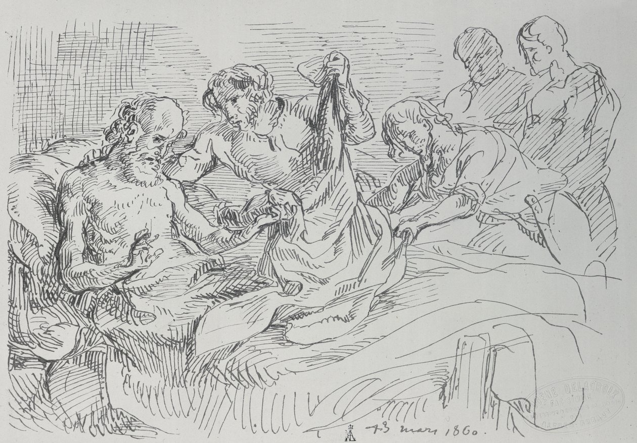 En äldre man i sängen, 1860 av Ferdinand Victor Eugene Delacroix