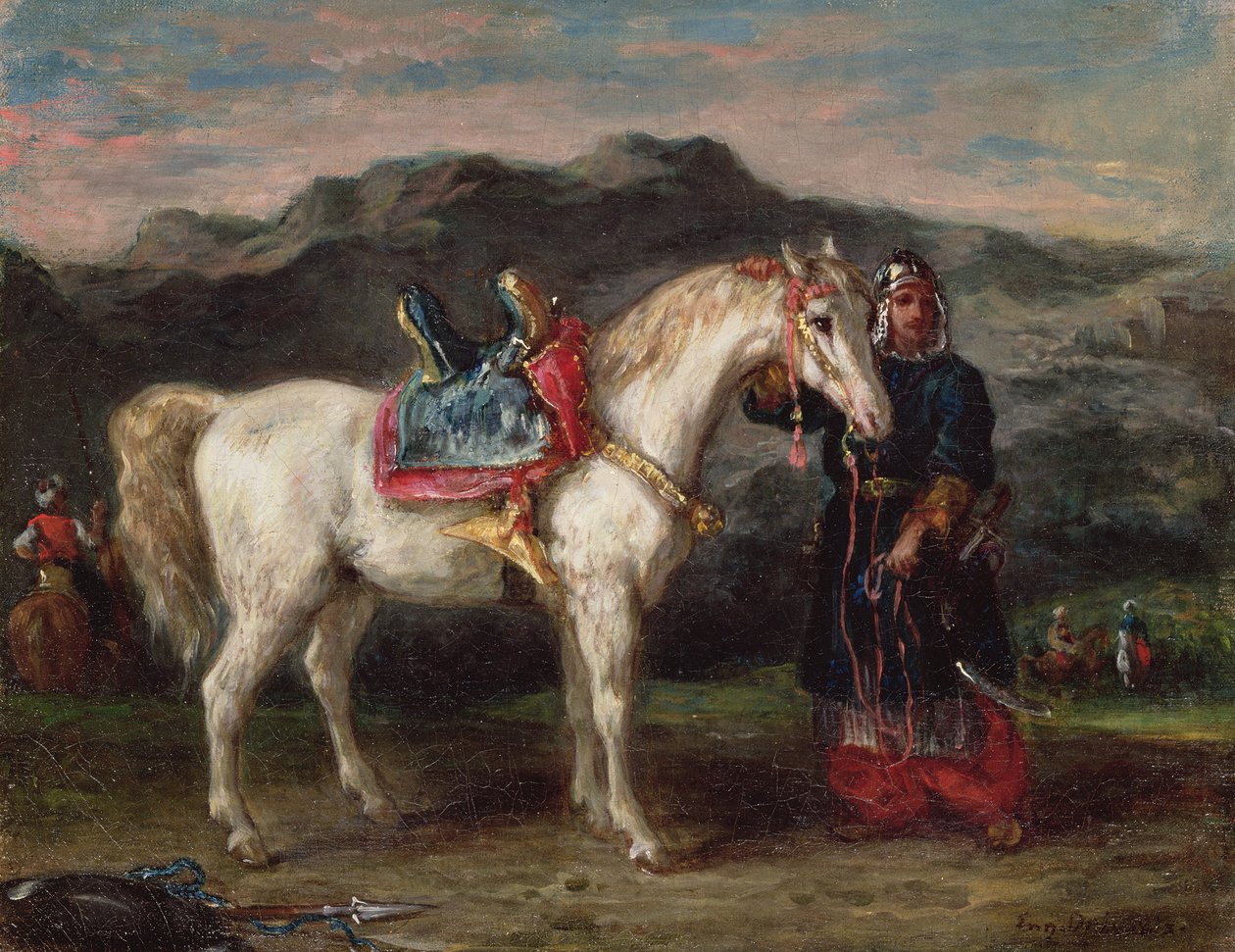 Circassien tenant un cheval av Ferdinand Victor Eugene Delacroix