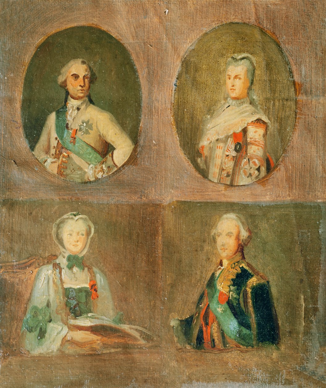 Fyra studier efter franska porträtt från 1700-talet av Ferdinand Victor Eugene Delacroix