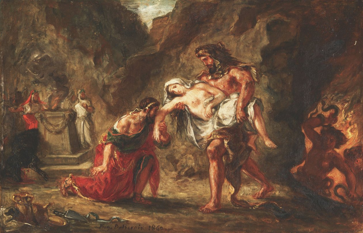 Hercules och Alcestis av Ferdinand Victor Eugene Delacroix