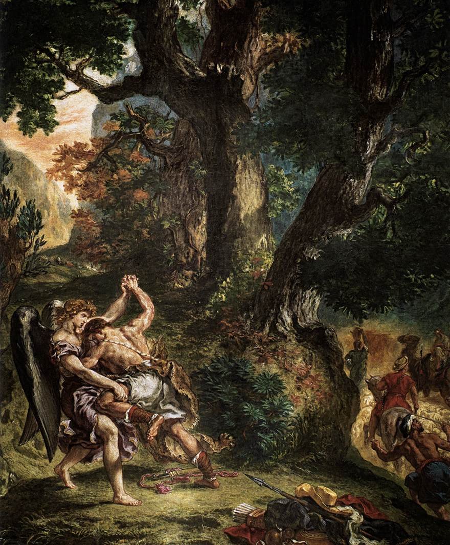 Jacob Wrestling with the Angel  av Ferdinand Victor Eugene Delacroix