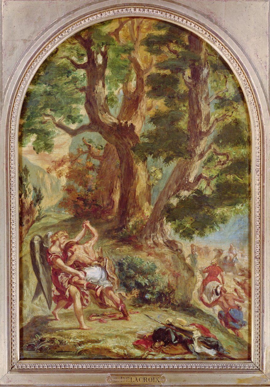 Jacob brottas med ängeln, 1857 av Ferdinand Victor Eugene Delacroix