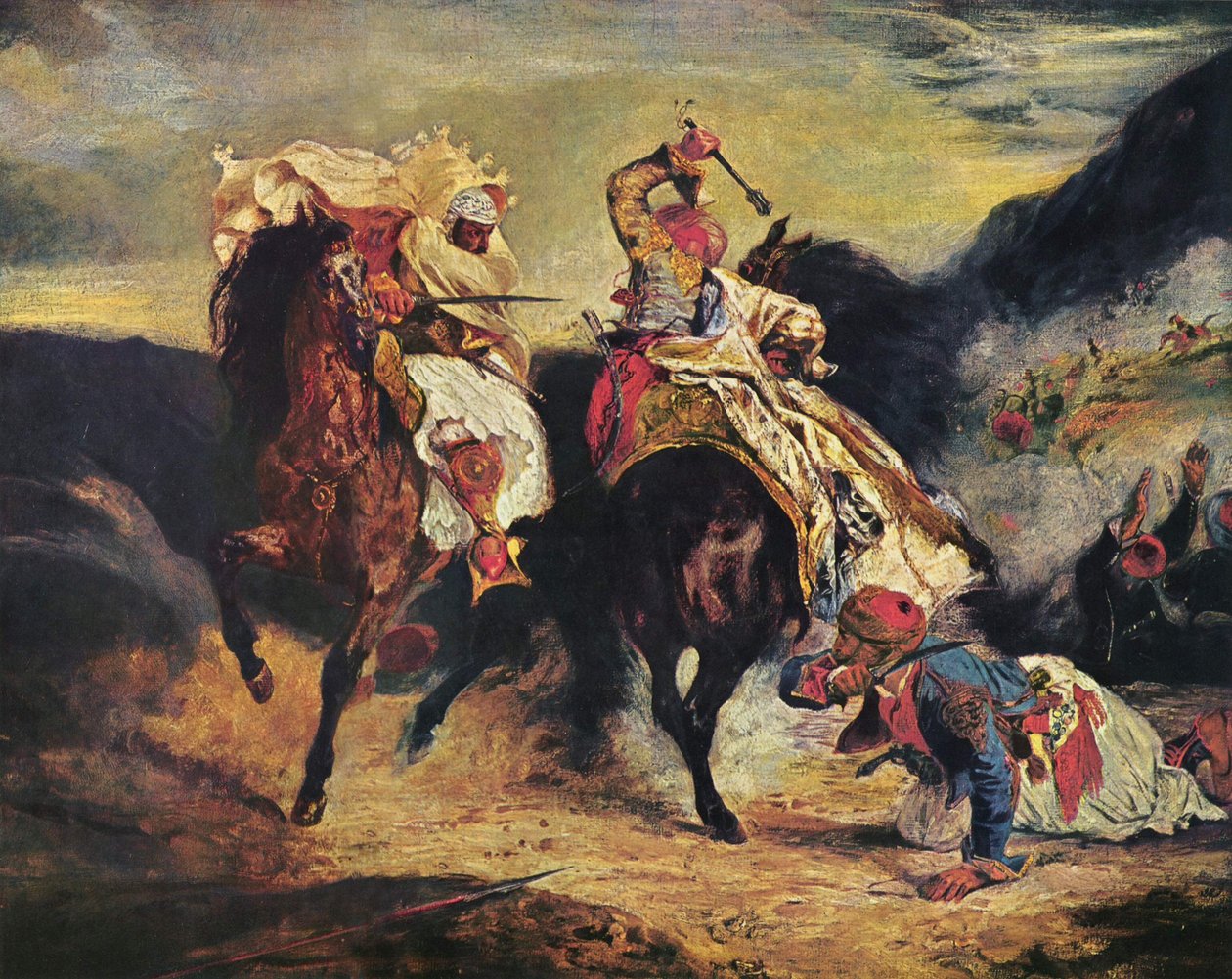 Kampf des Giaur mit dem Pascha av Ferdinand Victor Eugene Delacroix
