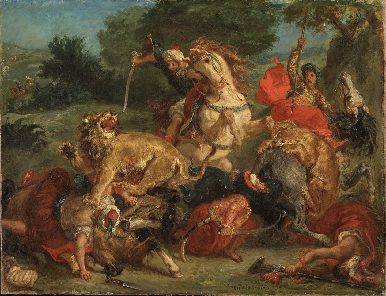 La Chasse aux lions av Ferdinand Victor Eugene Delacroix