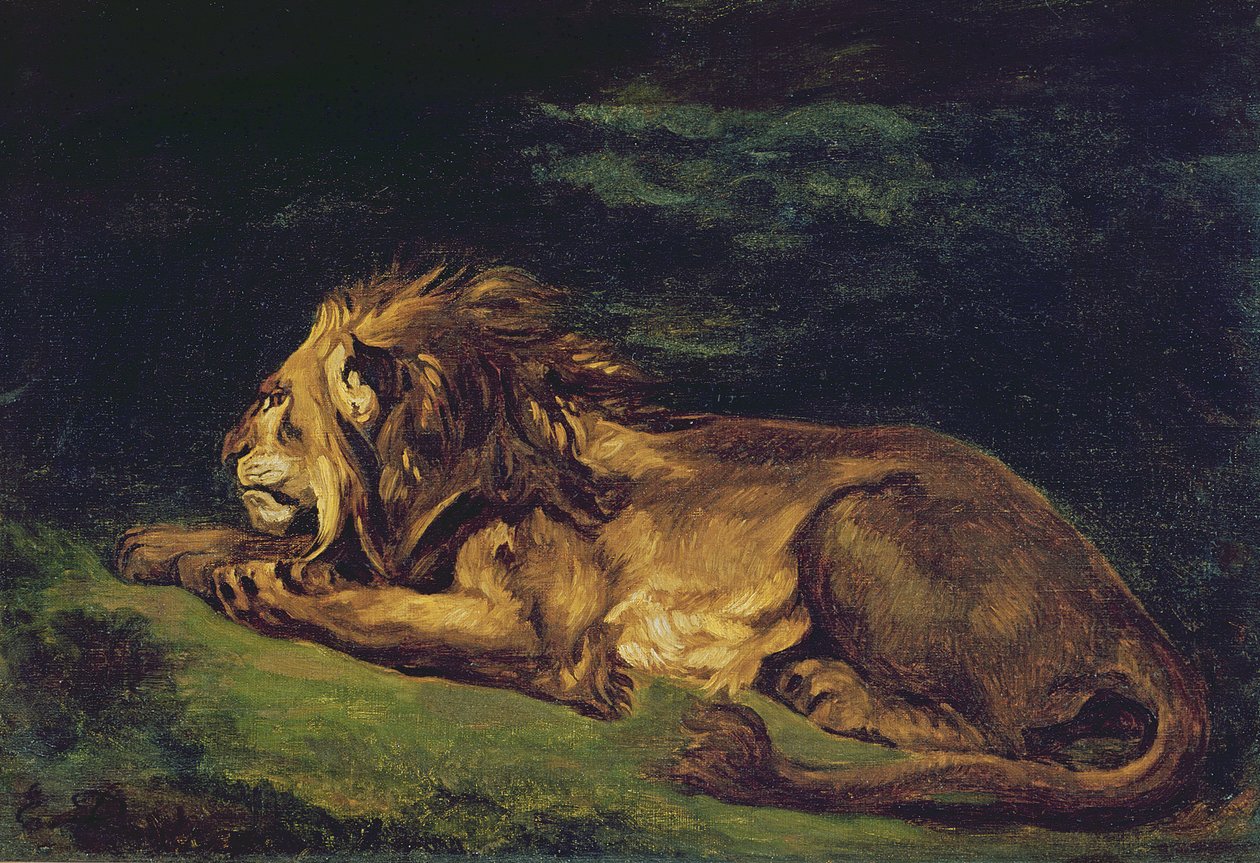 Lejon vilar av Ferdinand Victor Eugene Delacroix