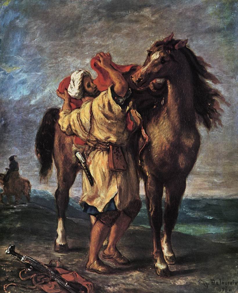 Marocan and his Horse av Ferdinand Victor Eugene Delacroix