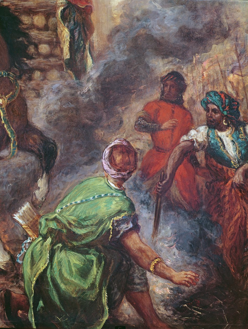 Olinda och Sophronia on the Pyre, detalj av saracenerna, från 