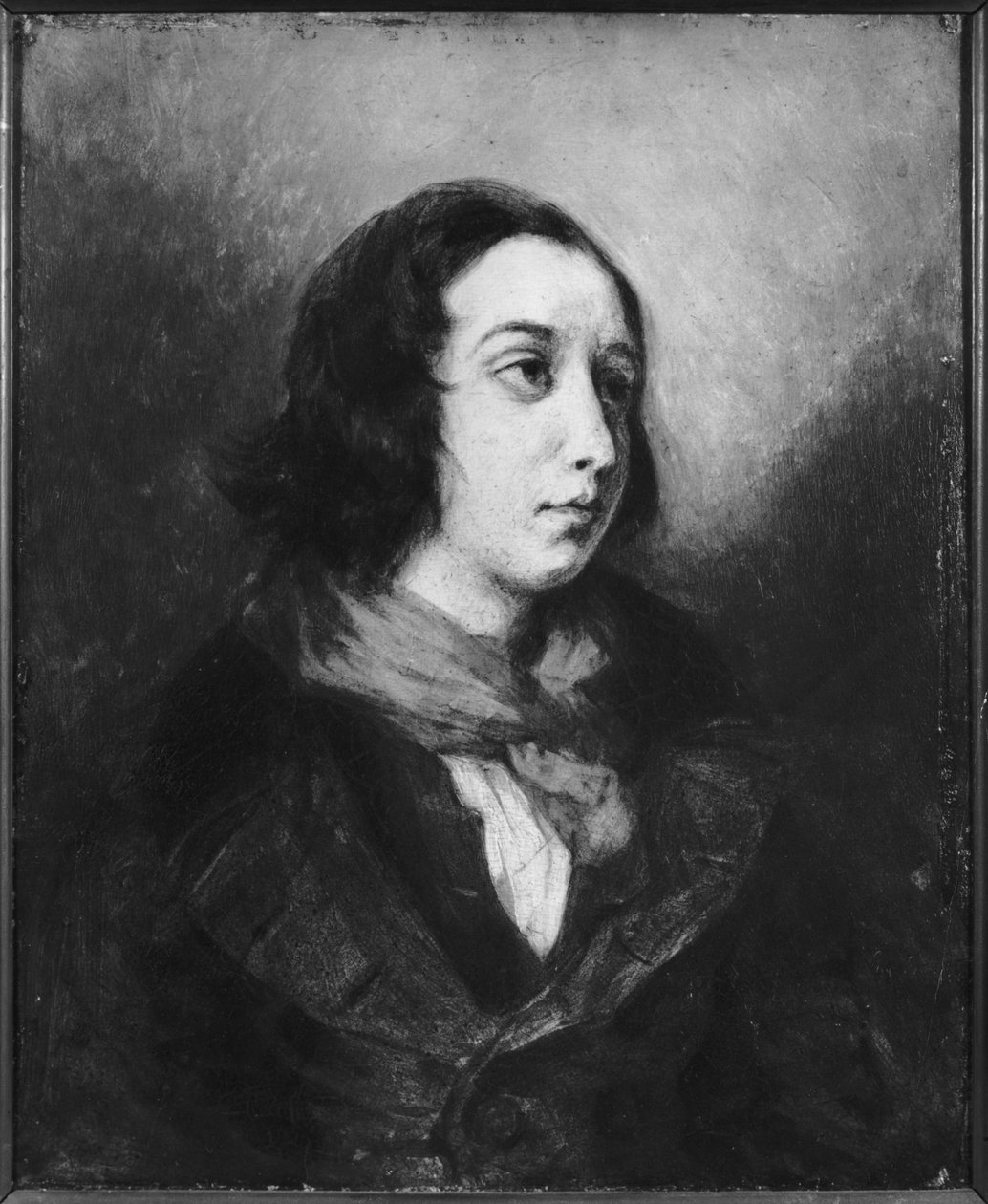 Porträtt av George Sand, 1838 av Ferdinand Victor Eugene Delacroix