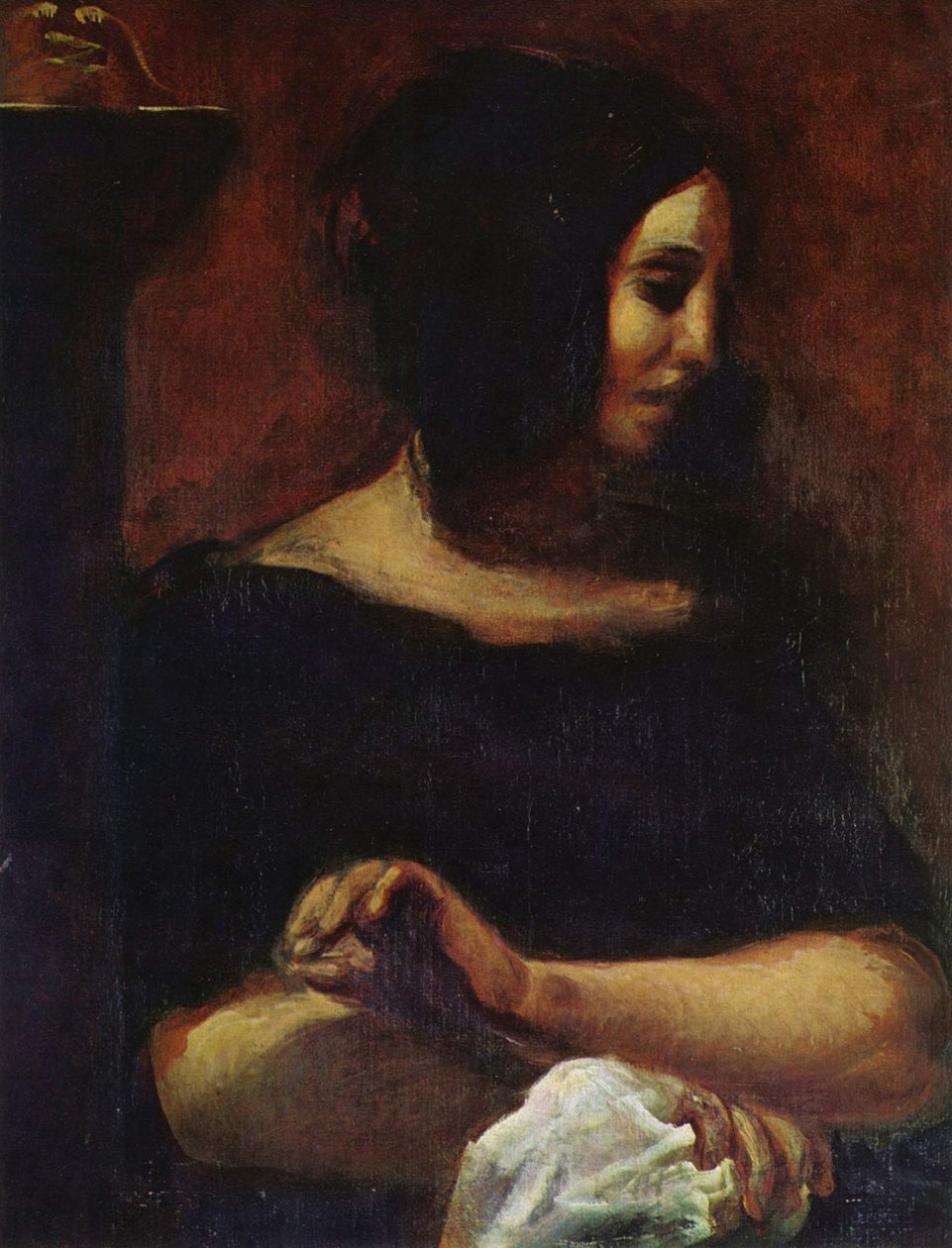 Porträt der George Sand av Ferdinand Victor Eugene Delacroix