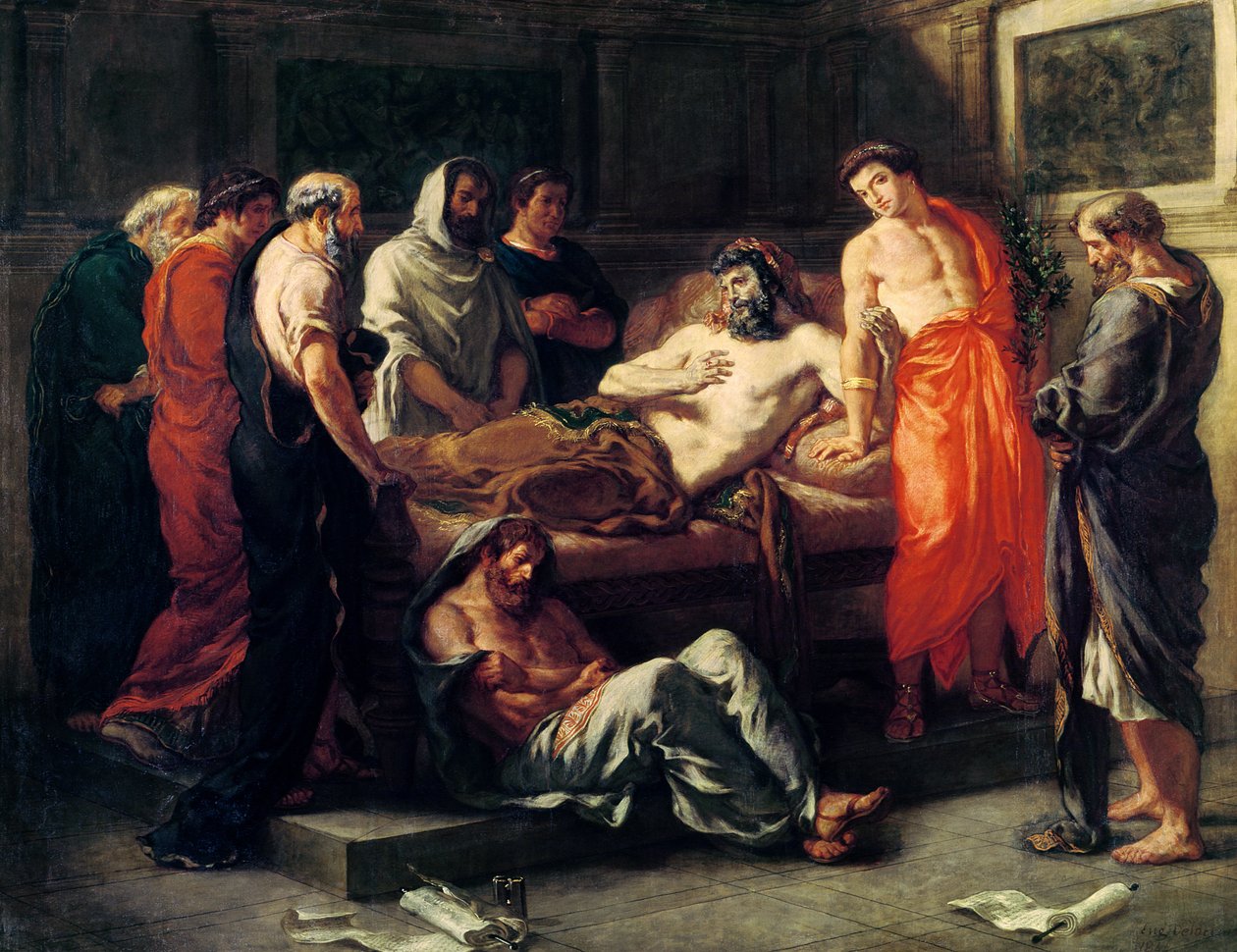 Studie för Marcus Aurelius död (121-180), före 1844 (olja på duk av Ferdinand Victor Eugene Delacroix