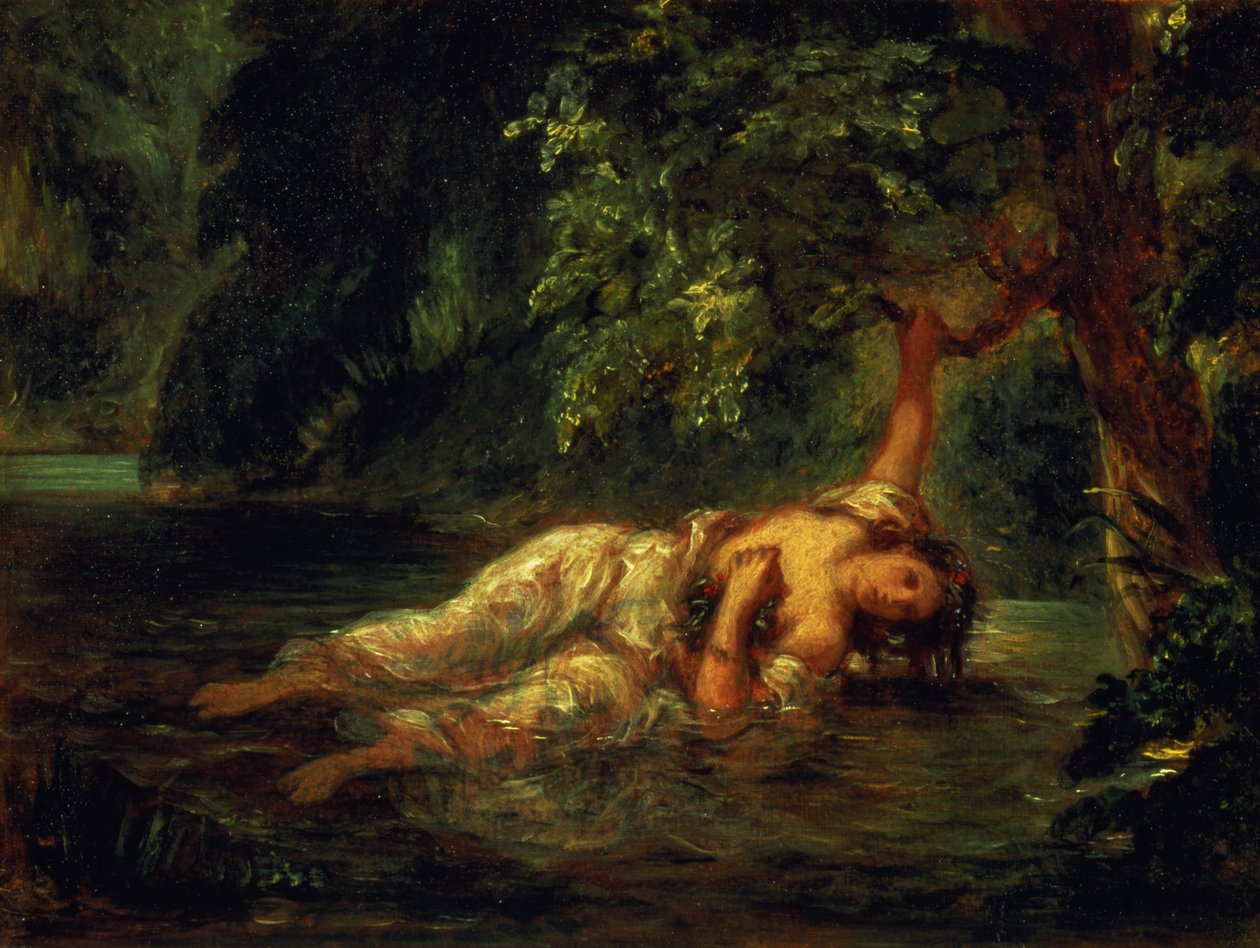 Ophelias död, 1844 av Ferdinand Victor Eugene Delacroix