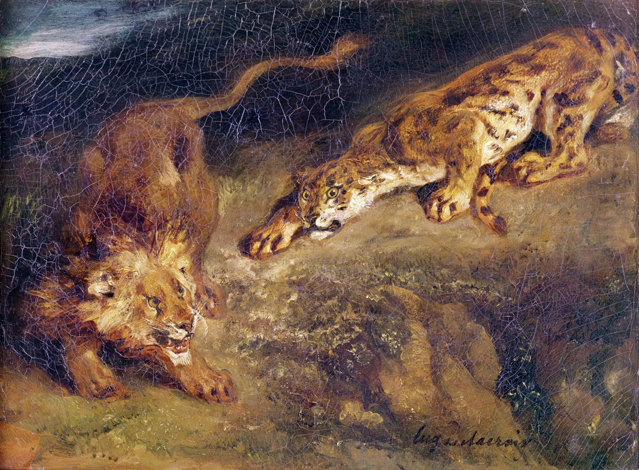 Tiger och lejon av Ferdinand Victor Eugene Delacroix