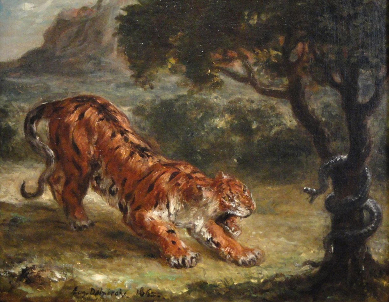 Tiger and Snake  av Ferdinand Victor Eugene Delacroix