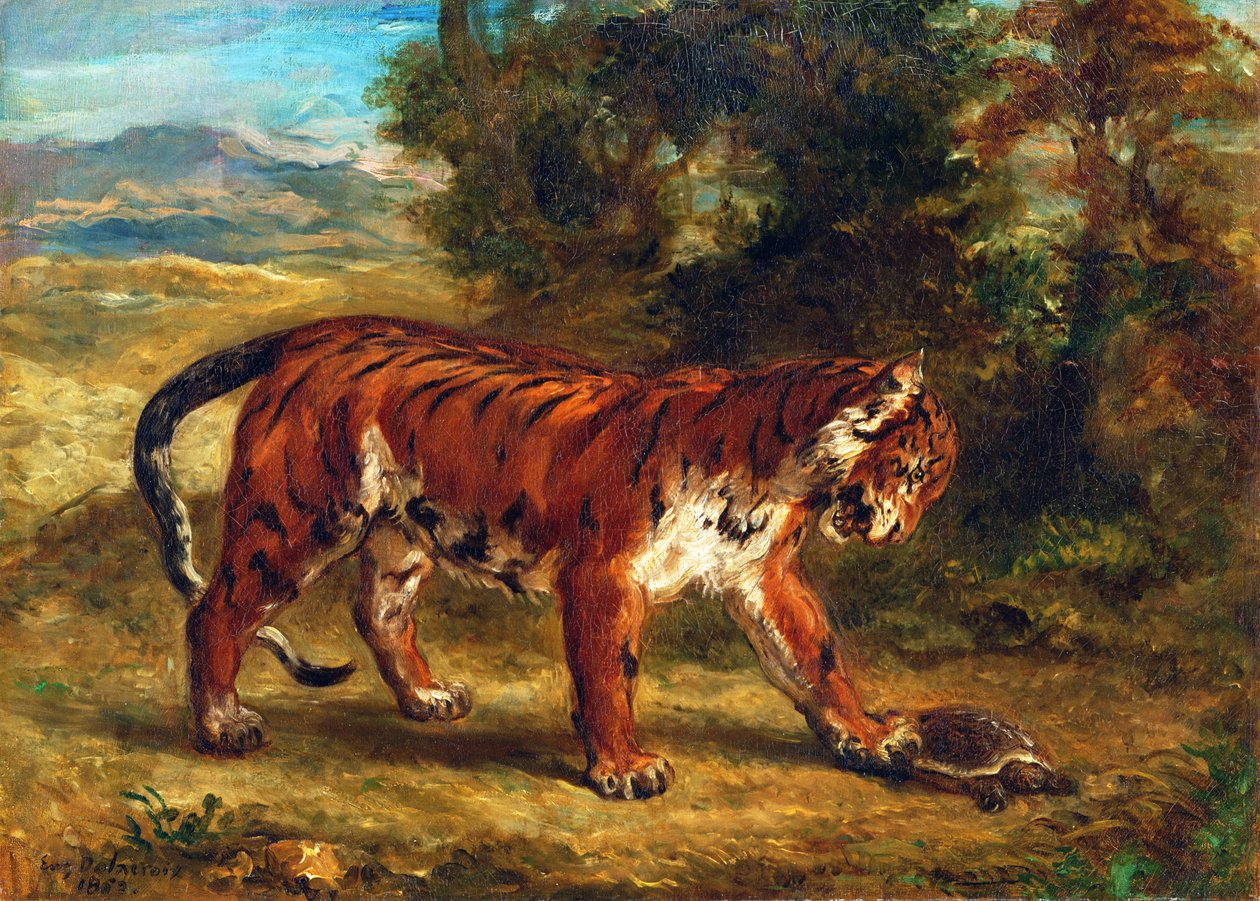 Tiger med sköldpadda, 1862 av Ferdinand Victor Eugene Delacroix