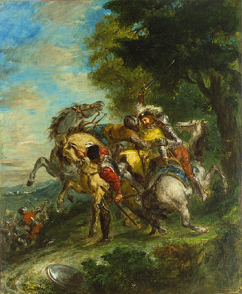 Weislingen Captured by Goetzs Men av Ferdinand Victor Eugene Delacroix