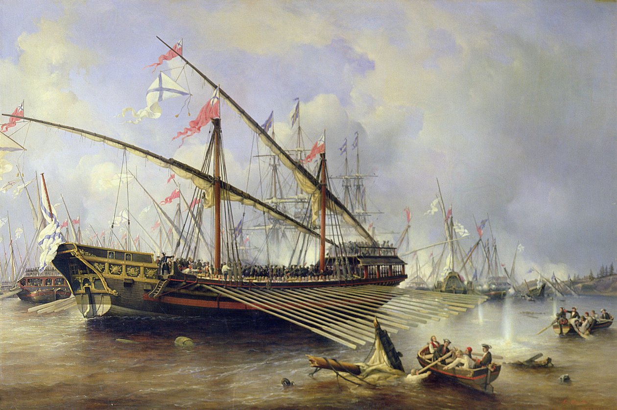 Slaget vid Grengham den 27 juli 1720 av Ferdinand Victor Perrot