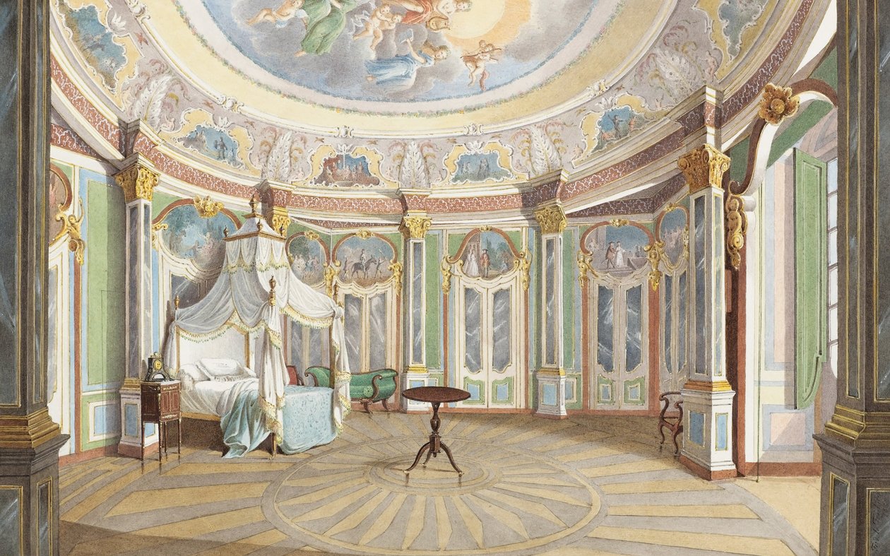 Sovrum av kung Pedro IV av Portugal (kejsaren Dom Pedro I i Brasilien), Palace of Queluz av Ferdinand le Feubure
