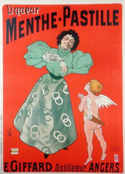 Affisch som reklamerar Menthe-Pastille, destillerad av E. Giffard (färg litho) av Ferdinand  Misti Mifliez