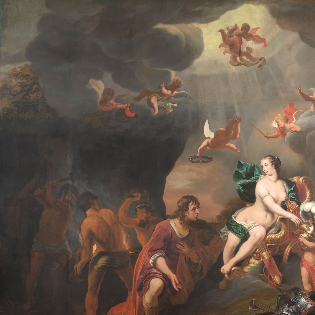 Aeneas tar emot en ny rustning från Venus av Ferdinand Bol