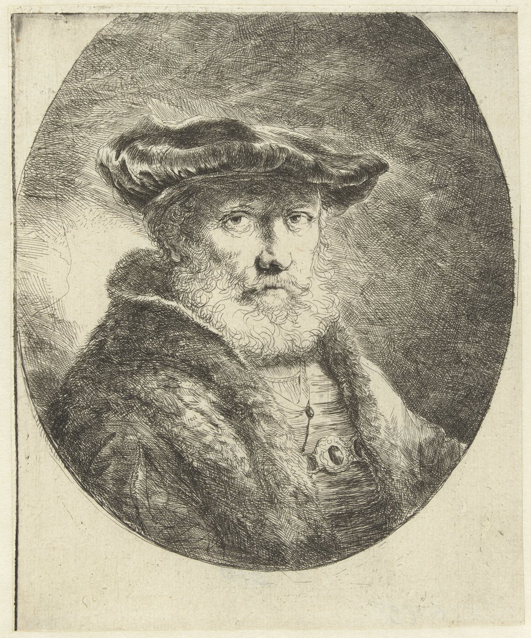 Byst av en gammal man med en sammetsbasker av Ferdinand Bol