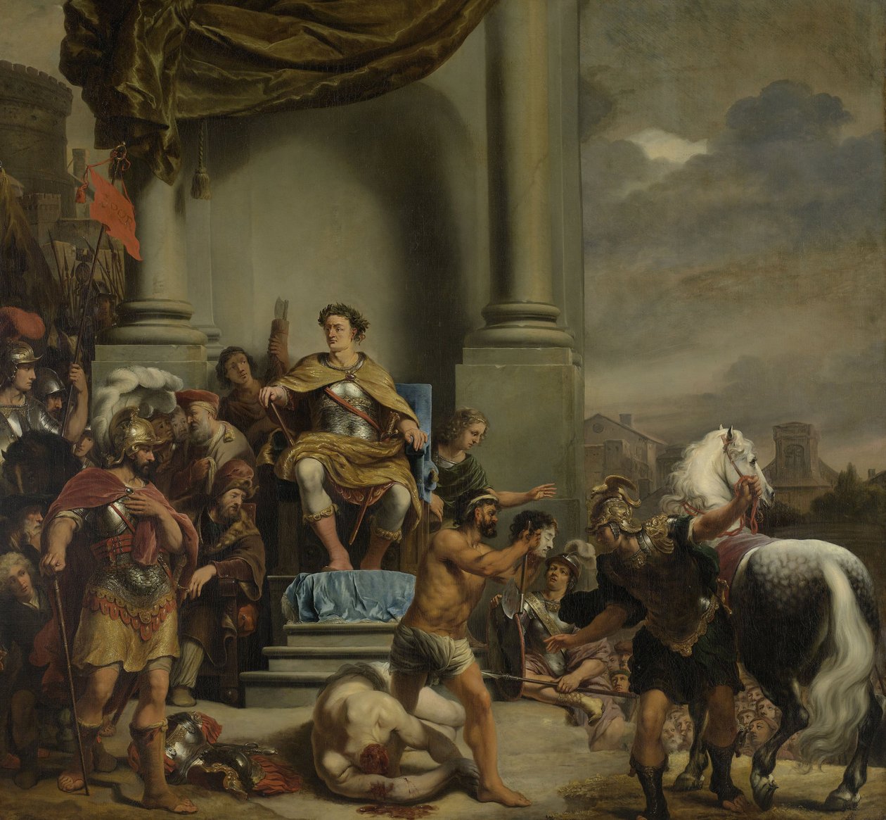 Konsul Titus Manlius Torquatus beordrar halshuggning av sin son, 1662-1664 av Ferdinand Bol