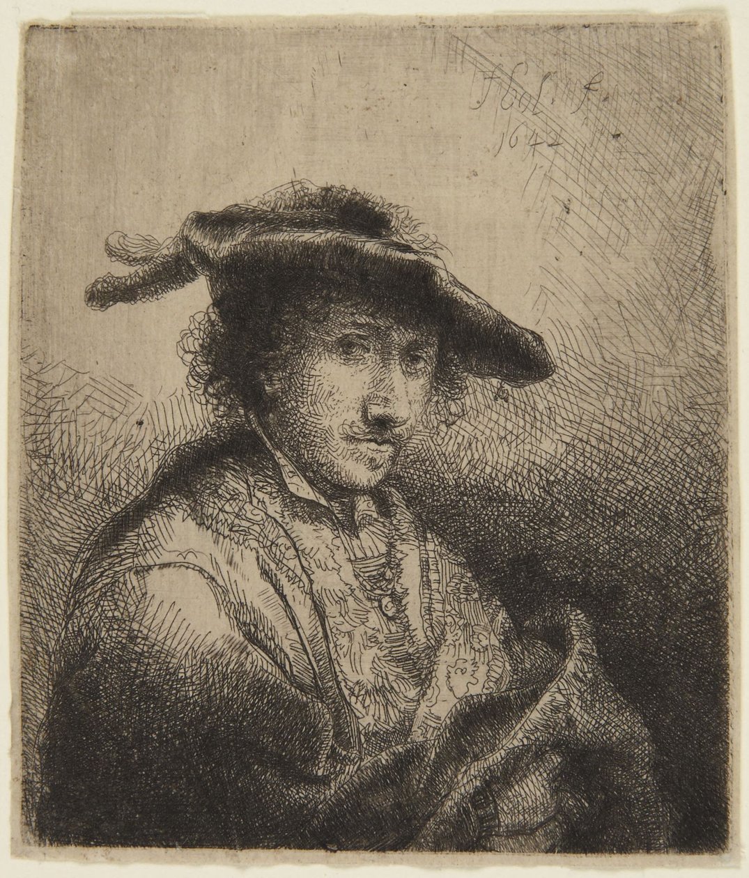 Man med fjäder i mössan av Ferdinand Bol