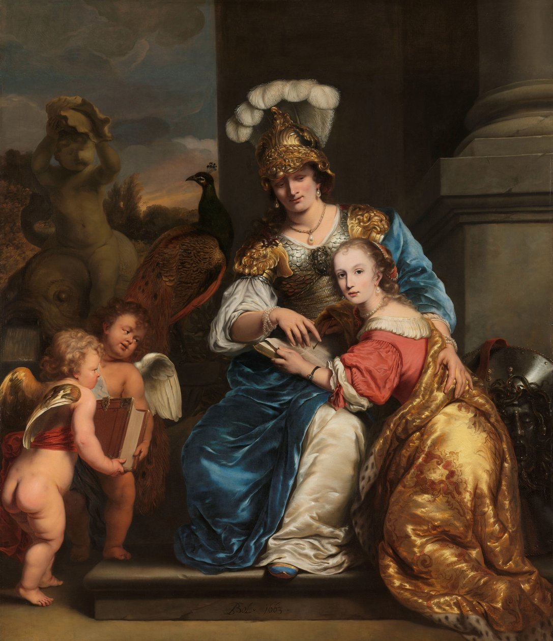 Margarita Trip som Minerva, instruerar sin syster Anna Maria Trip Allegory of Education: Margarita Trip (1640-1714) undervisar sin syster Anna Maria Trip (1652-1681) av Ferdinand Bol