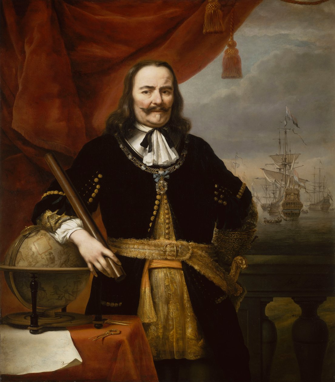 Michiel Adriaenszoon de Ruyter, generallöjtnant och amiral i de förenade provinserna (1607-1676) av Ferdinand Bol